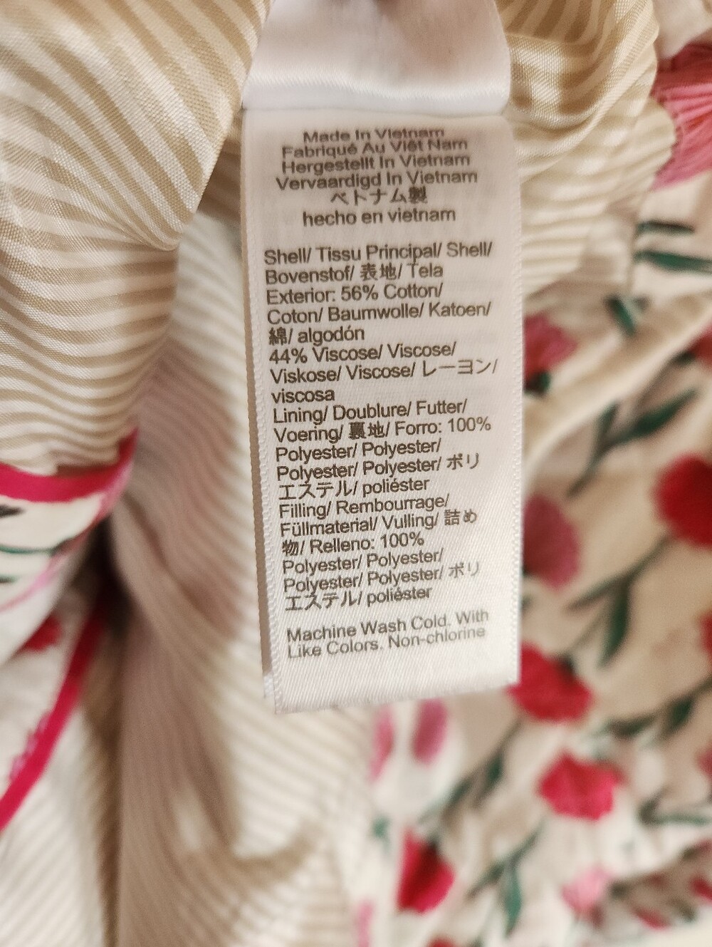 J.Crew Quilted Jacket Blazed Cream Pink Floral Cotton Blend Large 12 - Picture 9 of 9